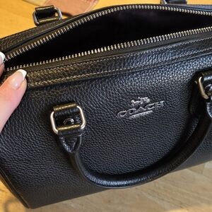 Coach Rowan Pebbled Leather Satchel In Black NWOT